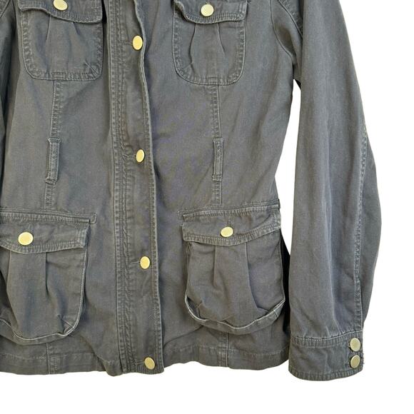 Forever 21 Navy Blue Cotton Utility Field Jacket Women’s Size 10 Button Flap - Picture 8 of 9